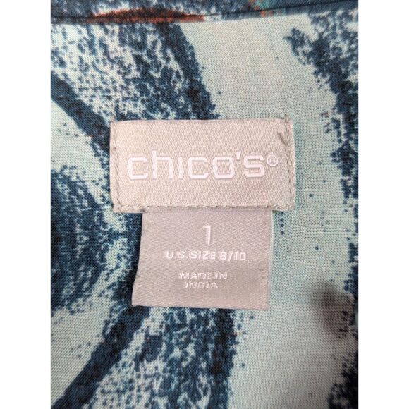 CHICO'S Cuff Sleeve Butterfly Top Colorful Artsy Casual Career Size 1 (8/10) - Picture 8 of 11